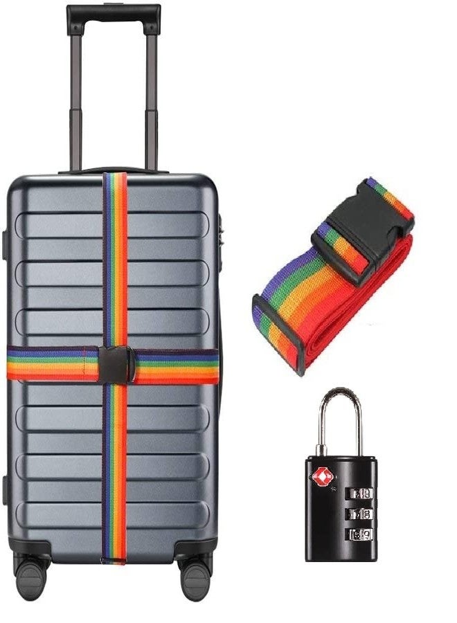 Inditradition Popular Combo TSA Accepted 3-Digit Luggage Lock & Nylon Luggage Strap Belt for Suitcase (Multi-Colour) - Image 2